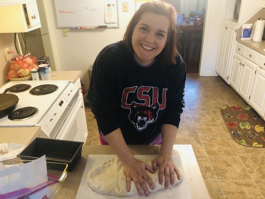 Dr. Michelle Folta preps food for students in need. Photo courtesy of Dr. Folta.