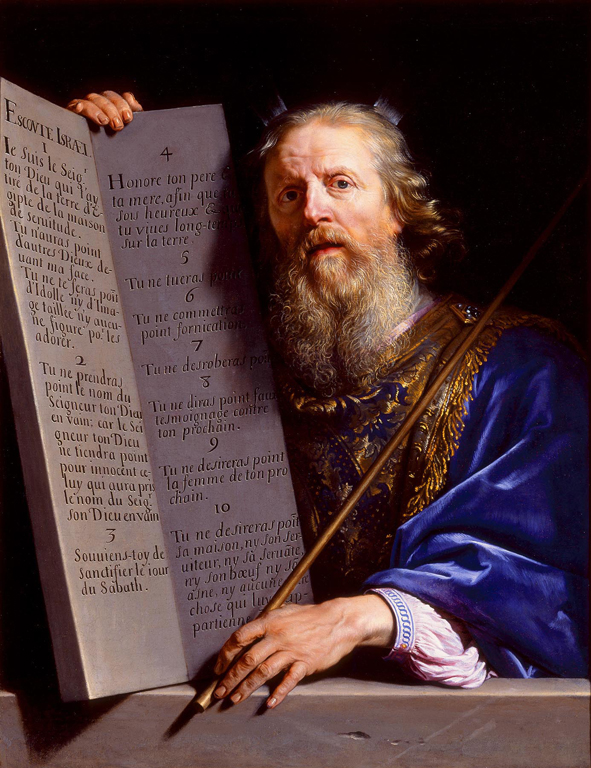 17th century depiction, Moses Presenting The Tablets Of The Law by Phillippe de Champaigne.